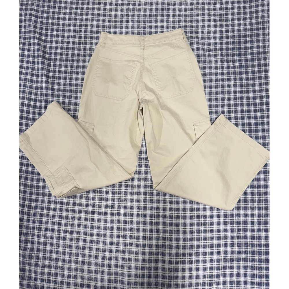 Hollister Ultra High-Rise Baggy Cargo Pants Tan Khaki Wide Leg Womens 4R W27R - Picture 3 of 7
